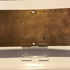 Vintage ALCO 244D Diesel Engine Builders Plate. Alco Builders Name Plate.