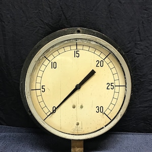 LARGE Vintage Marsh Instrument Company Pressure Gauge, Unique Gauge, Marsh Gauge Company. Large Steampunk Gauge.