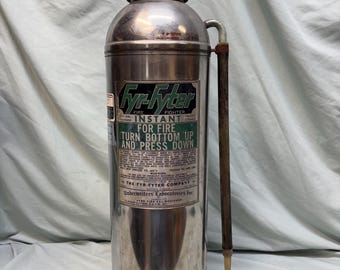 Vintage 1970’s Fyr Fyter stainless steel fire extinguisher.
