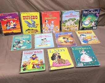 Vintage Little Golden Books Lot: Disney Classics, 12 Children's Stories