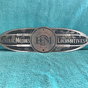 Vintage General Motors EMD Hotdog Builders Plate. Builders Plate. New York Central GP 9 Locomotive.