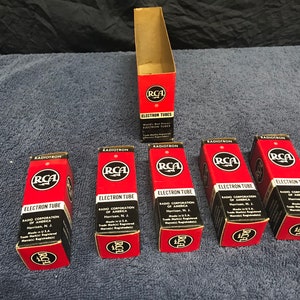 Lot of Five RCA Radiotron Tubes, Miniature Electron Tubes. Vacuum Tubes. RCA 6BZ7 Tubes.