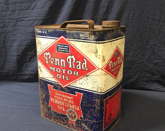 Vintage Penn Rad Two Gallon SAE 30 Metal Motor Oil Can. - Etsy