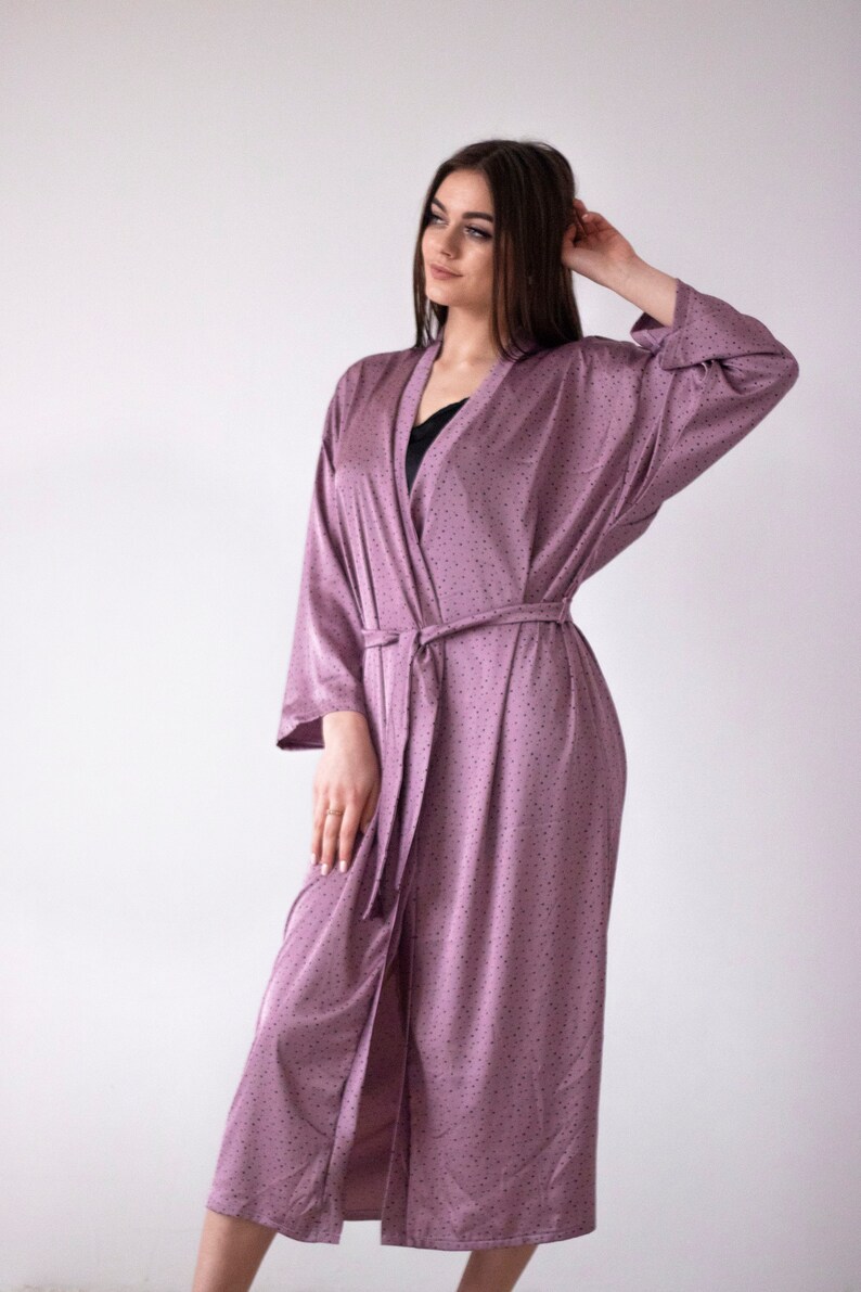 Romantic Robe Floral Robe Long Kimono Satin Bridesmaid Etsy