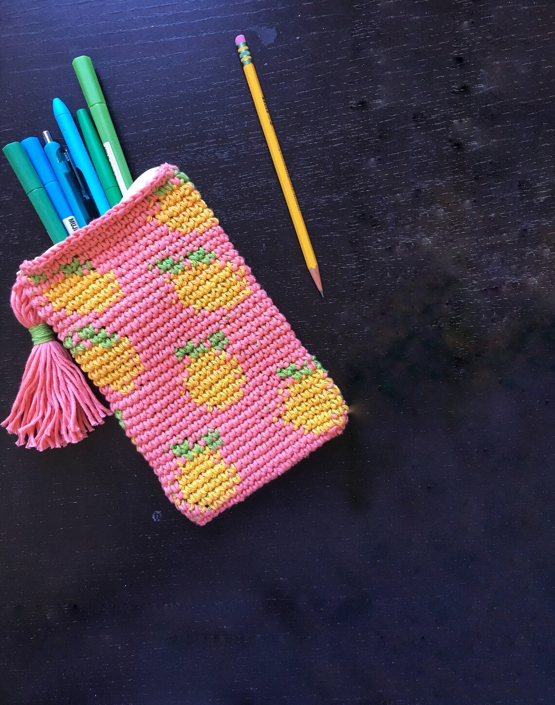 Lemon Crocheted Pencil Case / Multi Purpose Zippered Fabric Etsy UK