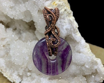 Fluorite Donut, shaman styled in oxidized copper