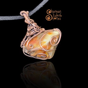 Amphibole Quartz tumble, shaman styled in oxidized copper