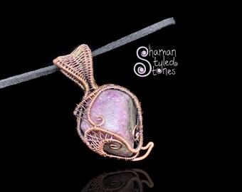 Rubilite, aka Ruby Tourmaline tumble, shaman styled in oxidized coppe