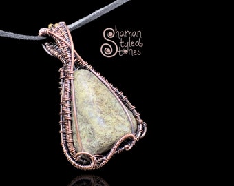 Pink Tourmaline tumble, shaman styled in oxidized copper