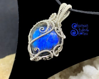 Blue Flash Labradorite, Shaman Styled in Argentium Silver