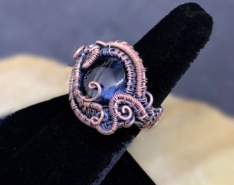Pietersite Ring, shaman styled in oxidized copper