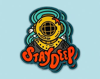 Deep Sea Diver Magnet - Stay Deep - Nautical Magnet - Diving Suit - Scuba Magnet