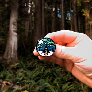 Outdoor Pin Camping Pin Northern Lights Cute Enamel Pin Chalet All Day image 2