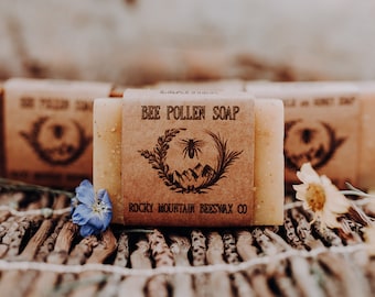 Handmade Cold-Process Soap with Bee Pollen - Mild Exfoliating Agent and Natural Colorant