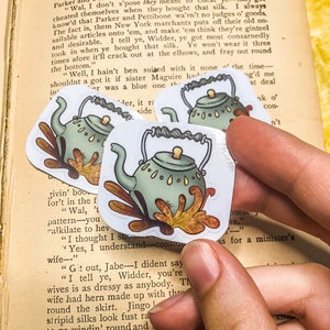 Autumn Tea Kettle Sticker | Cozy Fall Vinyl Decal | Fall Stationary