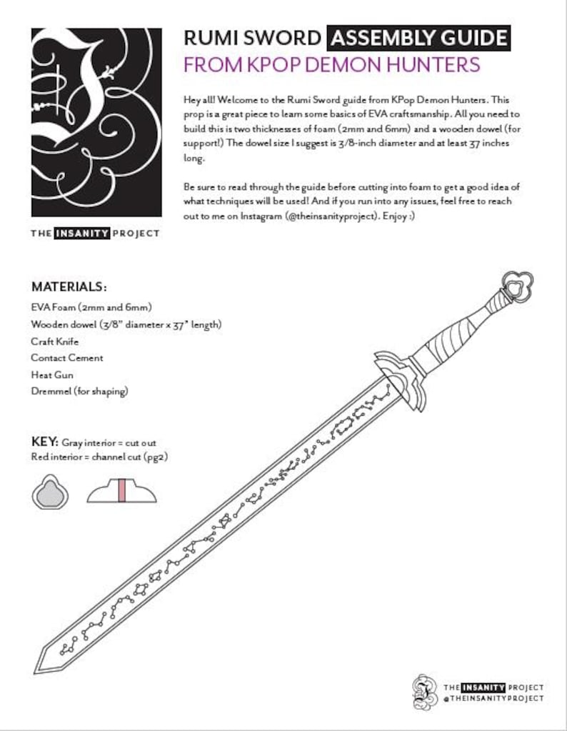 Rumi Kpop Demon Hunters Sword Cosplay Pattern and Instructions (PDF) - Etsy