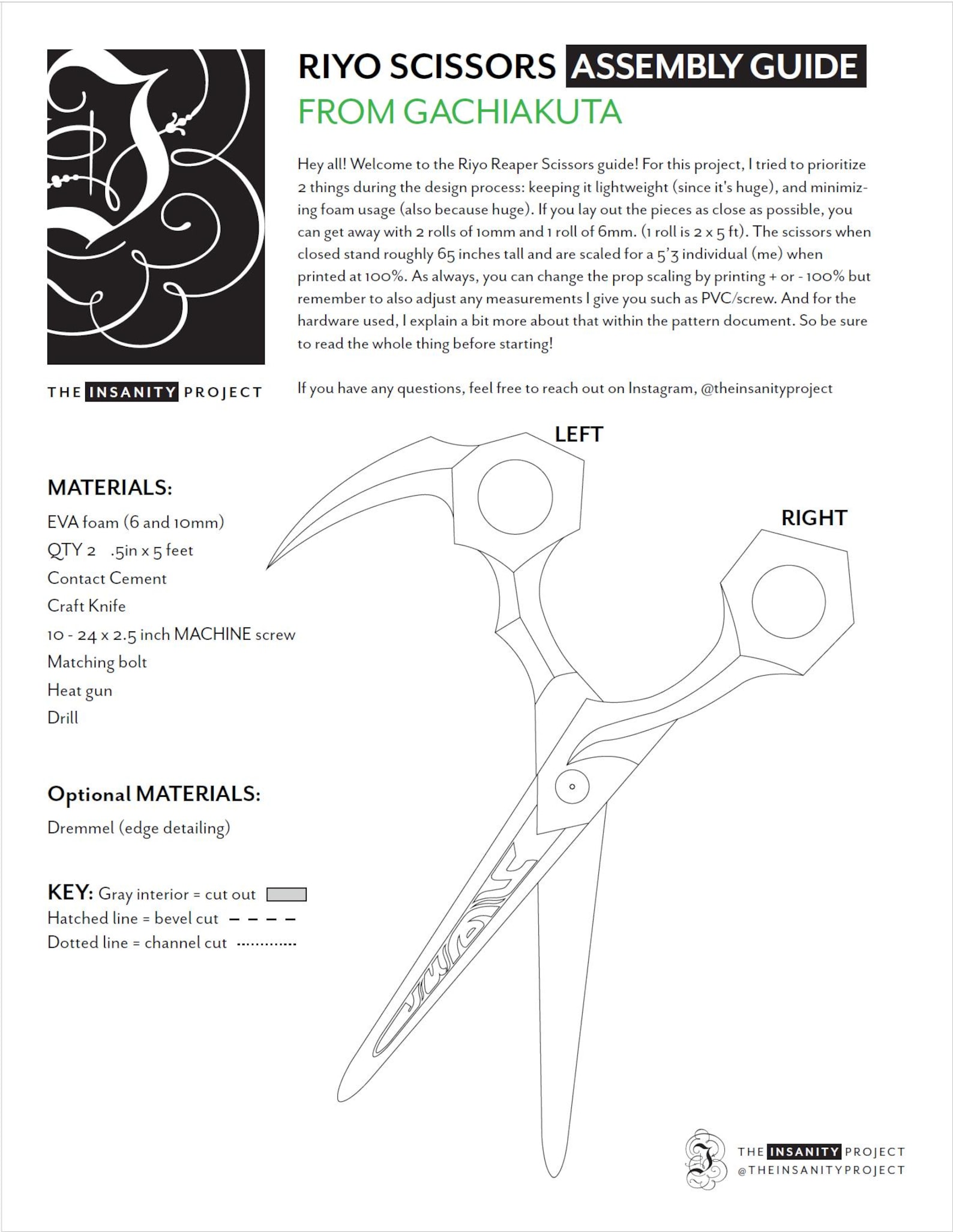 Riyo Reaper Scissors Cosplay Blueprint/instruction Guide (with Movement