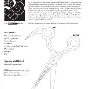 Riyo Reaper Scissors Cosplay Blueprint/instruction Guide (with Movement ...