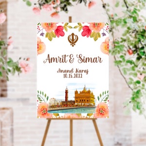 Personalized Sikh Wedding Welcome Sign. Custom & printable.
