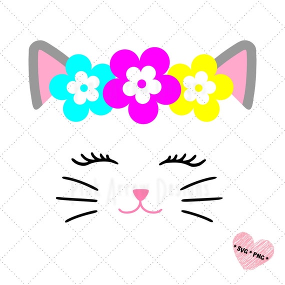 Download Cat Face With Flower Svg Cute Cat Face Svg Kitty Face Svg Etsy PSD Mockup Templates