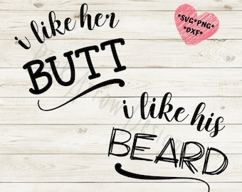 J’aime ses fesses J’aime sa barbe svg, j’aime ses fesses svg, j’aime sa barbe svg, Beard Butt svg file pour Cricut, Chemises lune de miel, Jeunes mariés