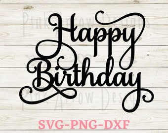 Joyeux anniversaire svg, Joyeux anniversaire gâteau topper svg, Anniversaire svg, Gâteau d’anniversaire svg, Cupcake d’anniversaire topper svg, Décor de fête d’anniversaire svg