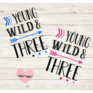 Young wild & three svg, young wild et 3 svg png cut files, young wild three arrow svg, 3rd birthday svg, Birthday svg, Birthday boy or girl