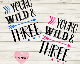 Young wild & three svg, young wild et 3 svg png cut files, young wild three arrow svg, 3rd birthday svg, Birthday svg, Birthday boy or girl