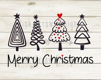 Joyeux arbre de Noël Svg, Noël Svg, Arbres de Noël svg, Dicton de Noël svg, Arbres de Noël dessinés à la main svg, Chemise de Noël svg png