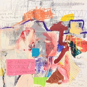 Dipinto originale su carta con tecnica mista per decorazione murale di Jean Bergeron. Opera unica del progetto Vie pub_like