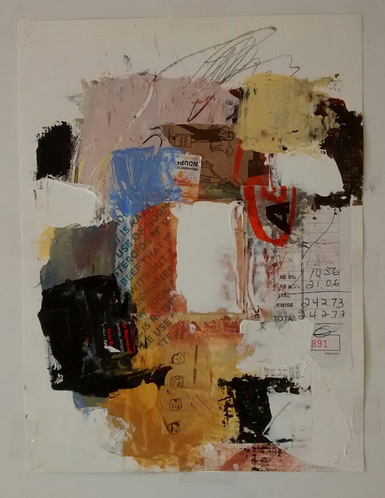 Unique work from the Pub/_like Life project Original painting in mixed media on paper for wall decoration by Jean Bergeron