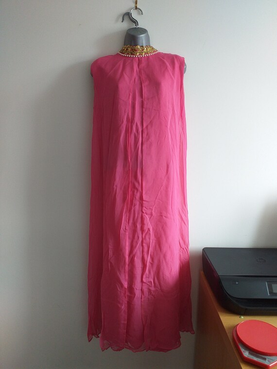 hot pink cape dress