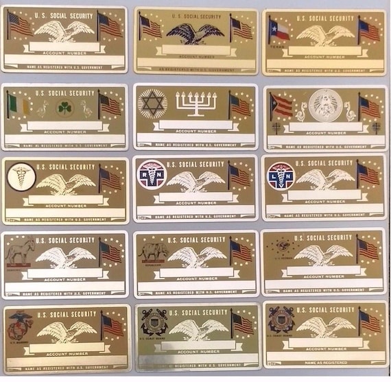 Vintage Lot of 3 US Flags Perma Engraving Plate Metal Social Security Cards 