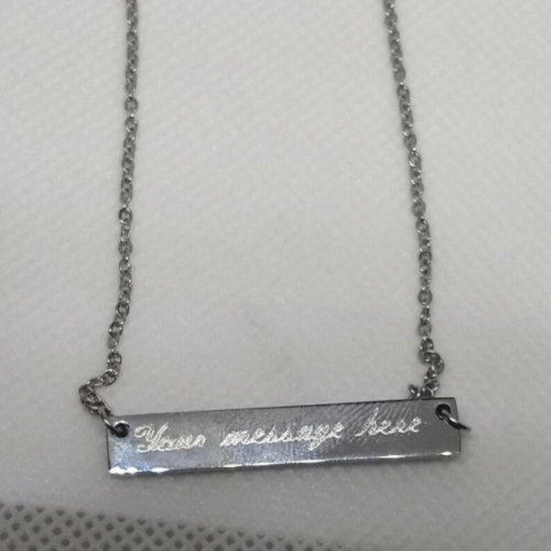 Custom Engraved Stainless Steel Bar Necklace Etsy