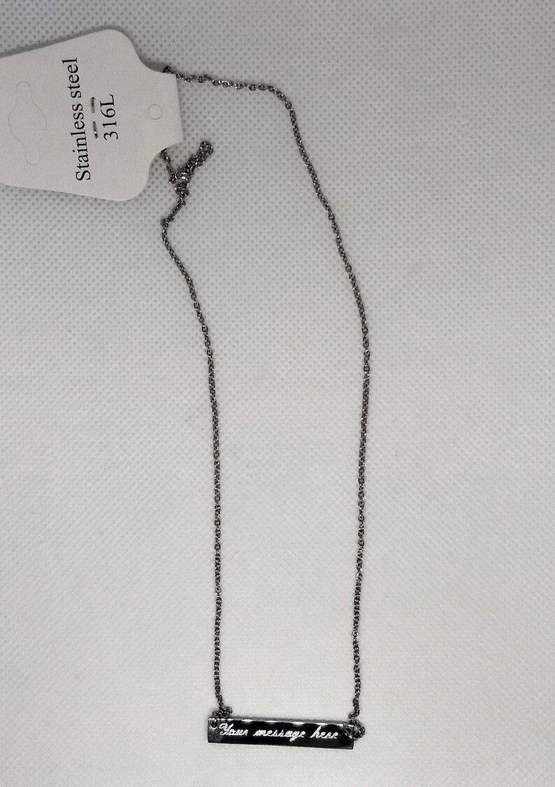 Custom Engraved Stainless Steel Bar Necklace Etsy