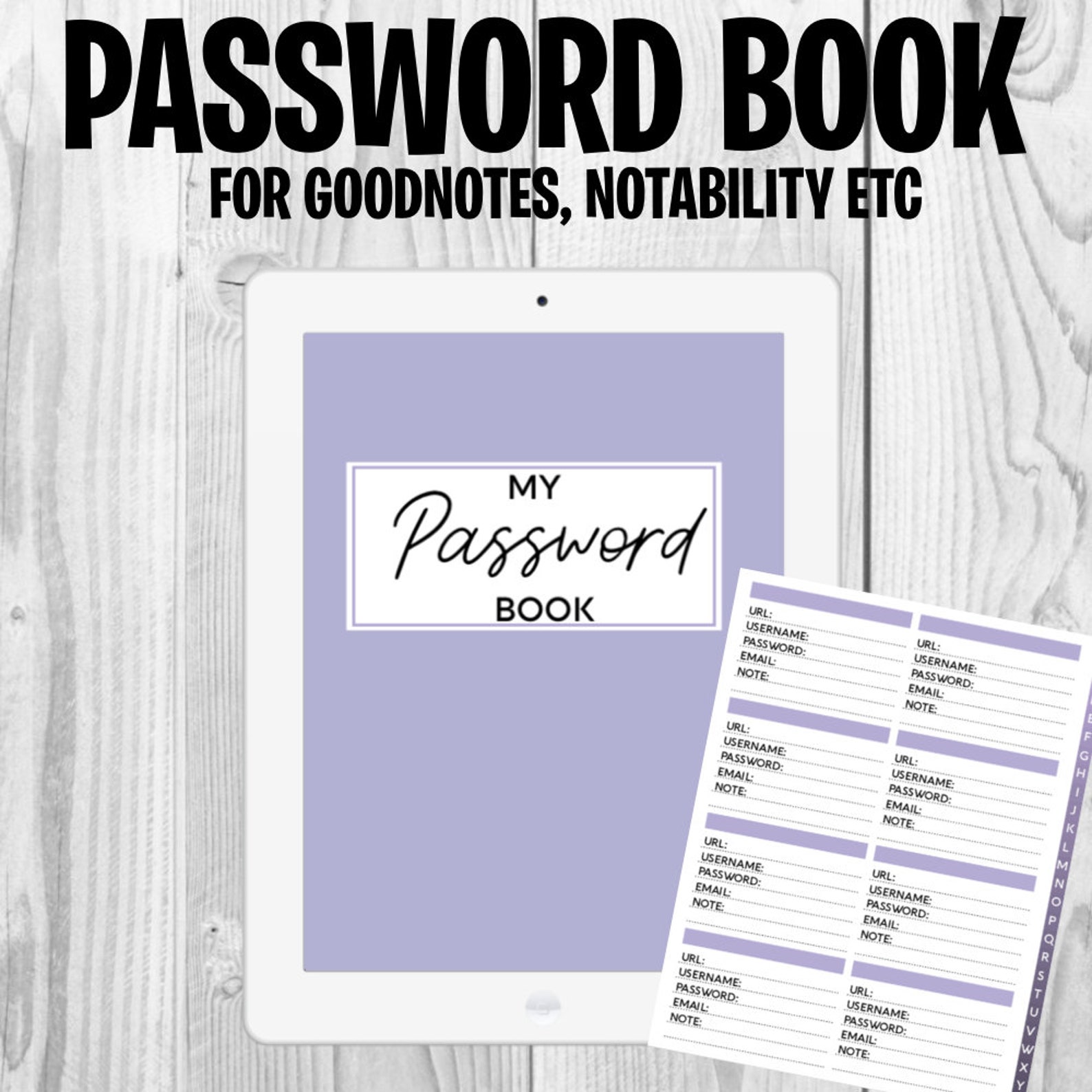 Digital Password Book - Etsy