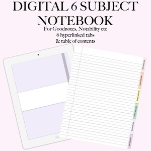 Digital 6 Subject Notebook | HYPERLINKED, GOODNOTES, NOTABILITY