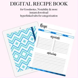 Digital Recipe Book | HYPERLINKED, GOODNOTES, NOTABILITY