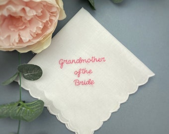 Nonna della sposa Nonna dello sposo bellissimo fazzoletto bianco da matrimonio ricamato a mano, ottimo regalo