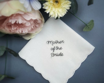 Madre della sposa Madre dello sposo Matrigna bellissimo fazzoletto bianco da matrimonio ricamato a mano, ottimo regalo