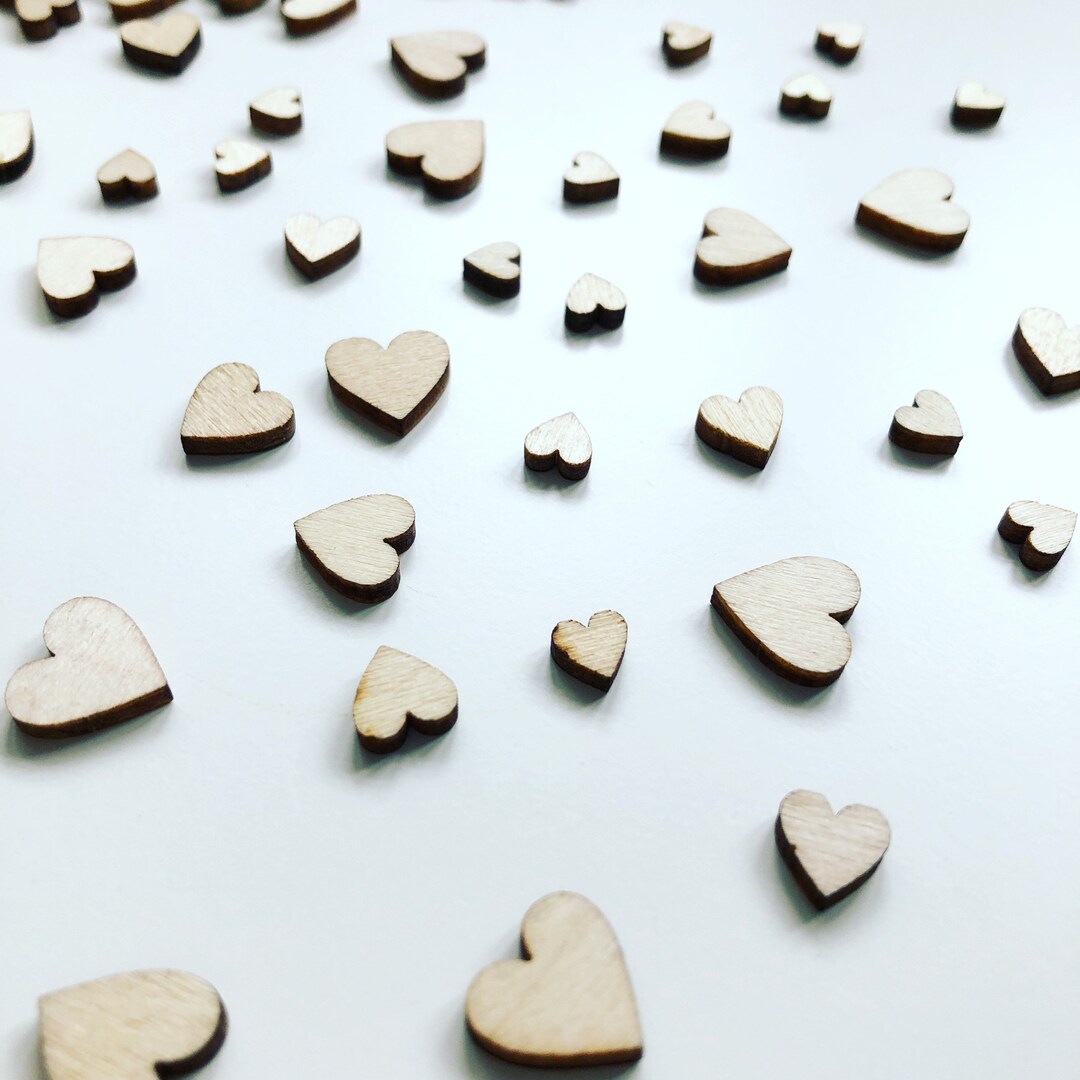 thumbnail image 2 of 100 Wooden Love Hearts - Rustic Wedding Table Confetti Or Invitation Decor (USA) 2 of 6