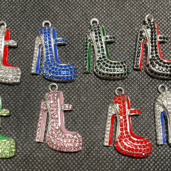 Rhinestone High Heel Shoe Charms