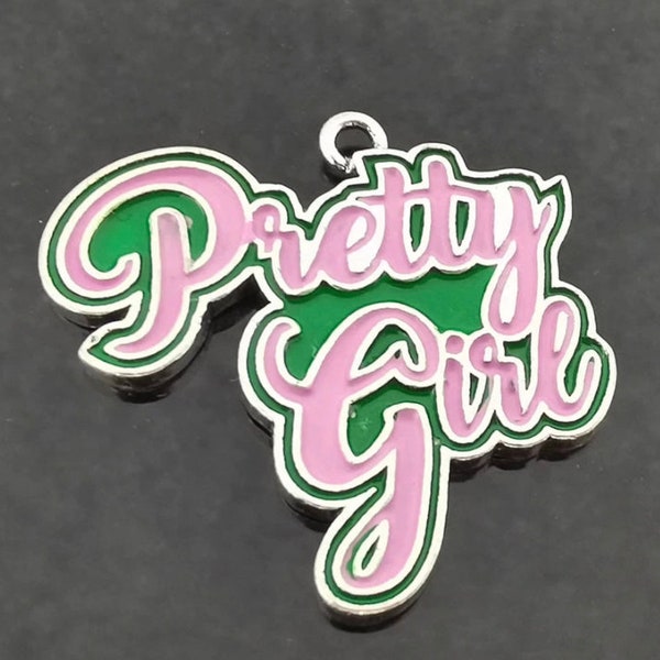 Pretty Girl Pink and Green Charm