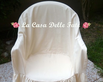 Chair cover with armrests for garden plastic chair, chair cover with skirt, garden chair cover for party ceremonies, wedding dress up chair