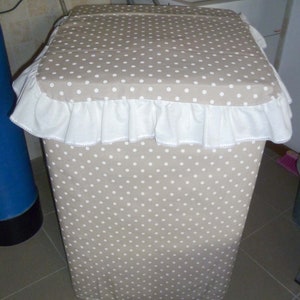 Funda para lavadora de carga superior de lunares beige, funda para lavadora hecha a medida, protección para lavadora pequeña Shabby-chic, ropa Shabby