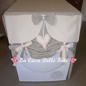 Customized fabric Washing machine cover with custom color with bow hanging heart, Shabby Washer-dryer Protection cover with wave valance
