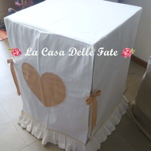 Funda para lavadora Shabby-chic de tela con colores a elegir, funda para lavadora a medida con corazón, protección para lavadora personalizable