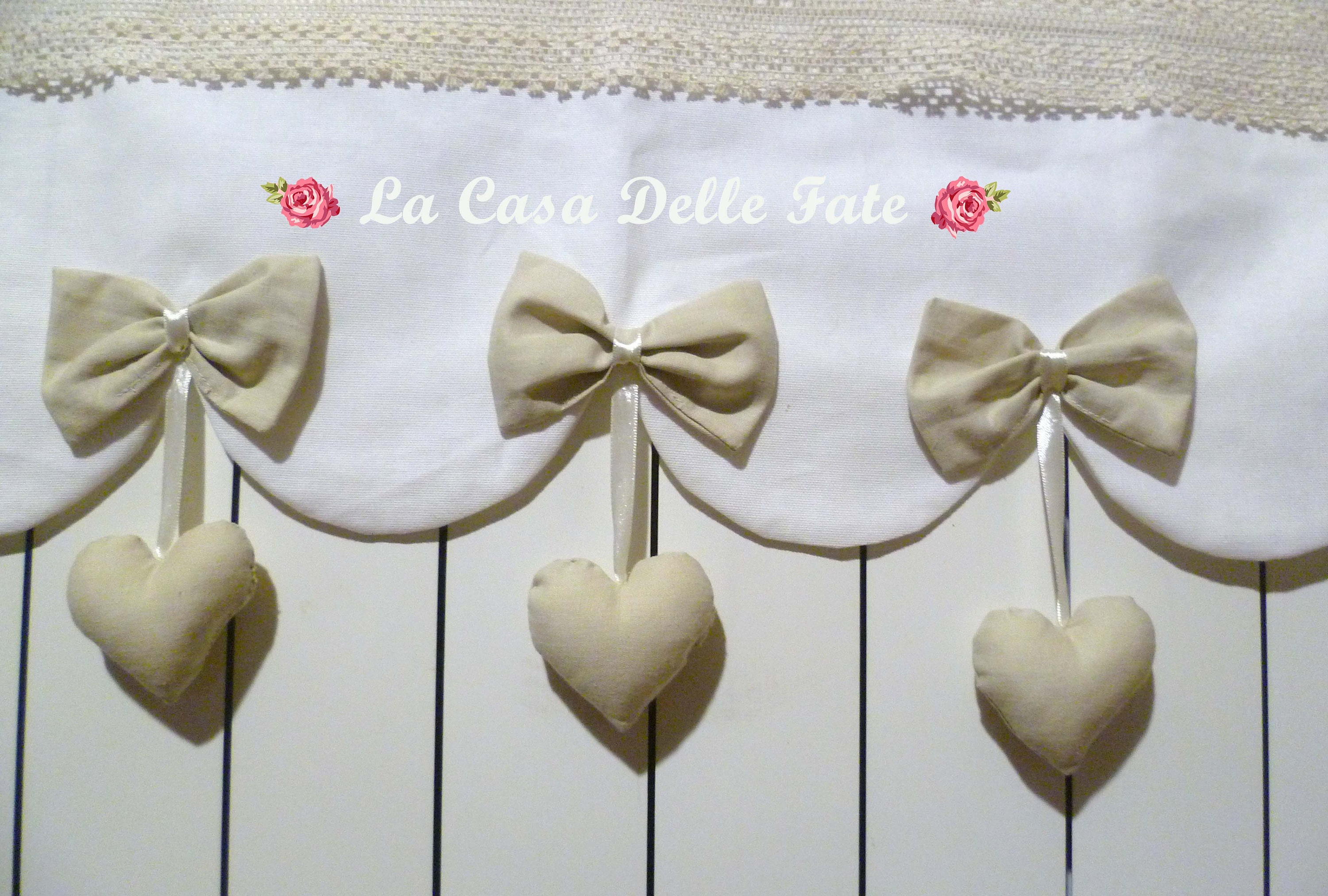 Chic Radiator Covers Shabby-chic Radiator Cover Wave Cut With Bows and Hanging Hearts, White ...