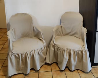 Custom armchair cover with color of your choice, cover with skirt for armchair style Louis XV, dress up armchair, armchair protection