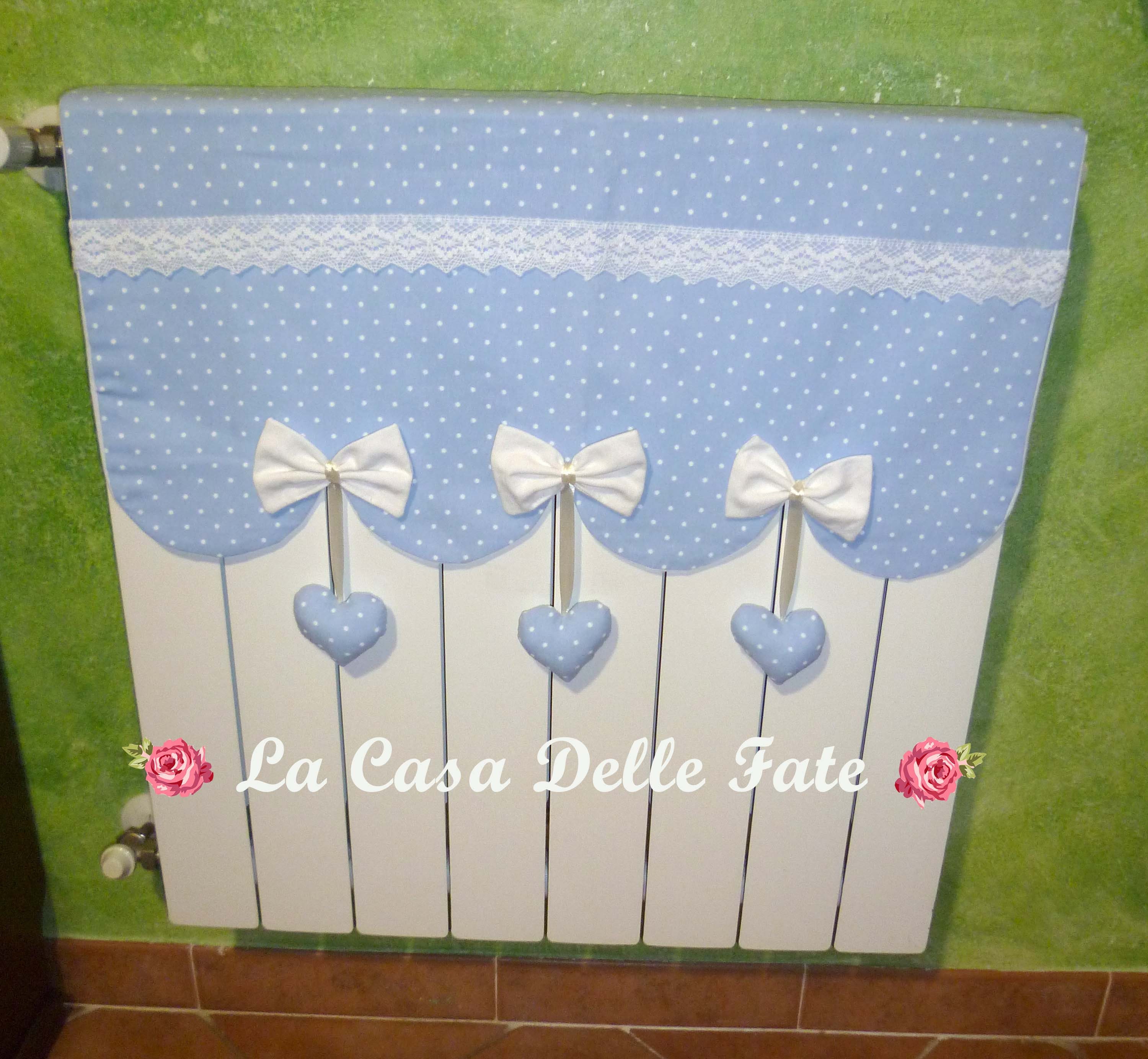 Customized Radiator Cover in Fabric Color of Your Choice Wave Cut With Bows  and Hanging Hearts, Lace Radiator Protection With Hanging Hearts 